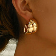 Chunky Gold Hoop Earrings - Statement Hoops for Women