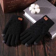 Touchscreen Winter Gloves Men Knitted Fleece Lined Riding Gloves