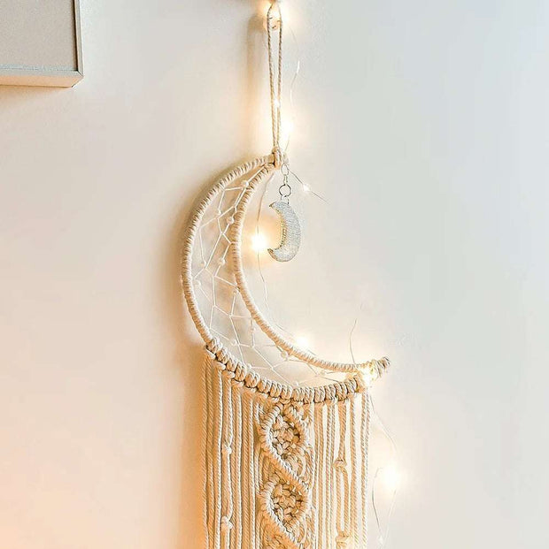Moon and Star Dream Catcher - Boho Macrame Wall Hanging