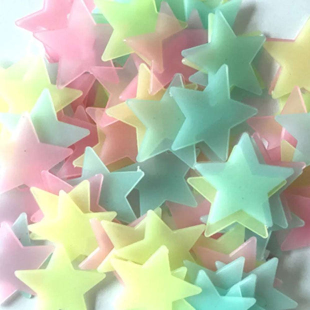 WALLA Fluorescent Glow-in-the-Dark Star Wall Stickers (100pcs)