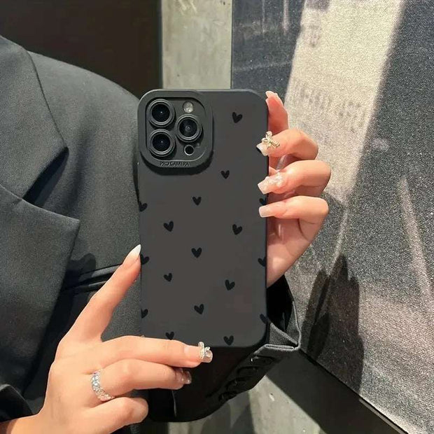 Black Love Heart iPhone Case - Shockproof Silicone Cover