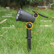 9 LED RGB Solar Spot Lights - Waterproof IP65 - Adjustable Brightness - Landscape Lighting
