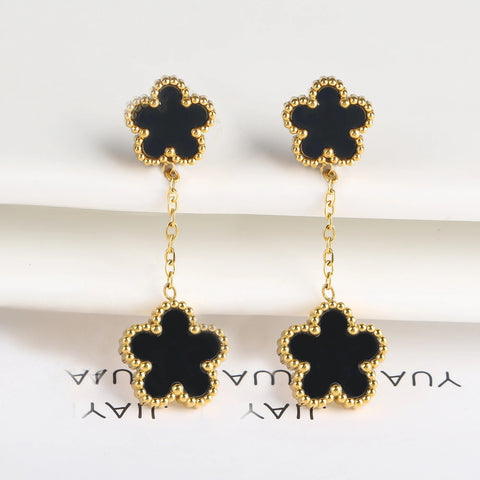 Delicate 5-Petal Clover Earrings: Gold Plated Stainless Steel