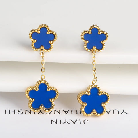 Delicate 5-Petal Clover Earrings: Gold Plated Stainless Steel