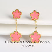 Delicate 5-Petal Clover Earrings: Gold Plated Stainless Steel