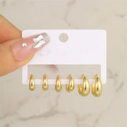 Trendy Stackable Hoop Set - 3 Pairs Gold Twist Cuff Earrings