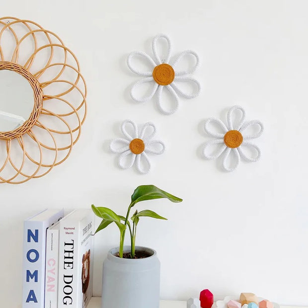 Boho Macrame Daisy Flower Wall Hanging