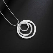 Elegant Circles: 925 Sterling Silver Frosted Pendant