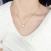 Luxurious 5-Petal Clover Necklace: Gold Plated Stainless Steel