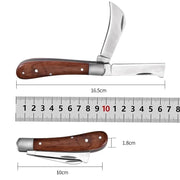 Folding Grafting Knife - Professional Garden Fruit Tree Grafting Cutter - Wooden Handle