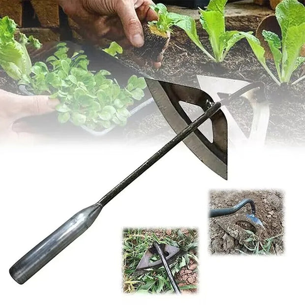 All-Steel Hardened Hollow Hoe - Handheld Weeding Rake - Garden Farm Tool