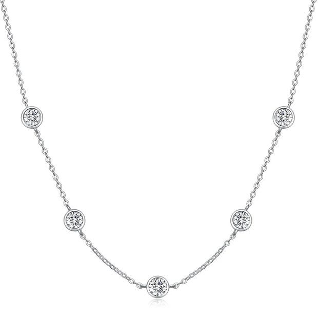 5 Stone Bubble Moissanite Necklace - 18K Gold, 925 Silver, VVS1, GRA Certified