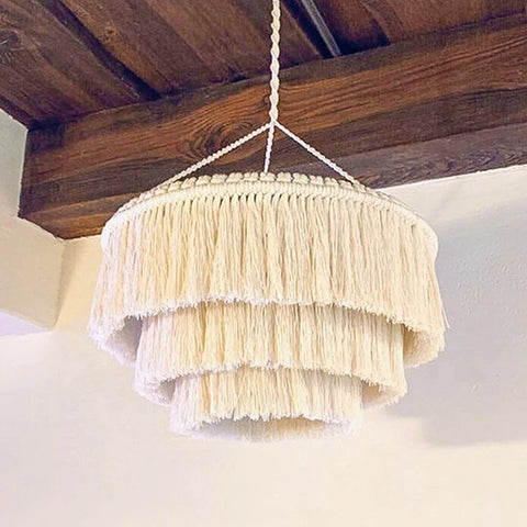 Boho Macrame Lamp Shade - Nordic Woven Tapestry