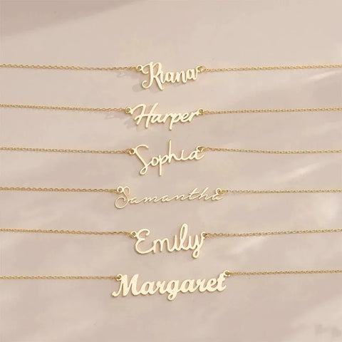 Personalized Name Necklace - Custom Cursive Letter Pendant, Stainless Steel