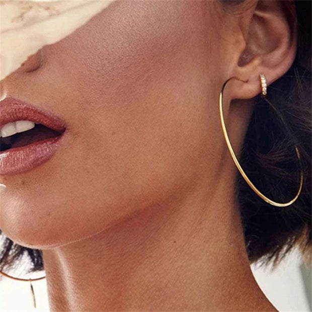 Gold Plated Round Hoop Earrings - Multiple Sizes Available