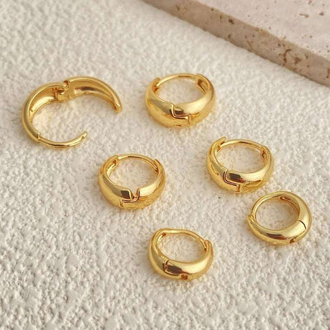 Trendy Stackable Hoop Set - 3 Pairs Gold Twist Cuff Earrings