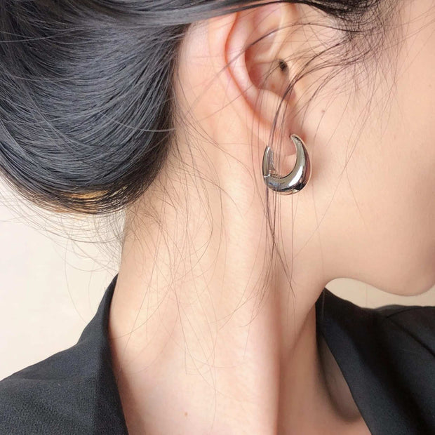Smooth Metal Chunky Hoops - Premium Stainless Steel Earrings