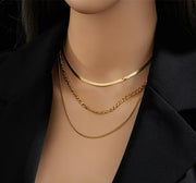 Triple Chain Elegance: Stainless Steel