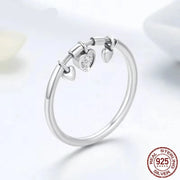 Sterling Silver Glittering Tri Heart Ring