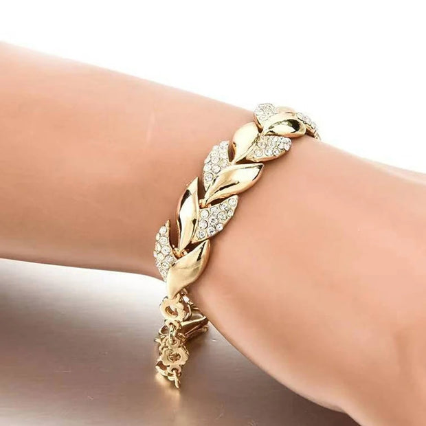 Luxury Braided Leaf Crystal Bracelet