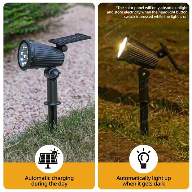 9 LED RGB Solar Spot Lights - Waterproof IP65 - Adjustable Brightness - Landscape Lighting