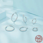 14K White Gold Plated Sterling Silver Hoop Earrings