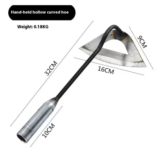 All-Steel Hardened Hollow Hoe - Handheld Weeding Rake - Garden Farm Tool