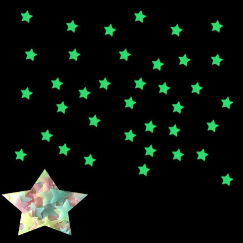 Fluorescent Glow-in-the-Dark Star Wall Stickers (100pcs)