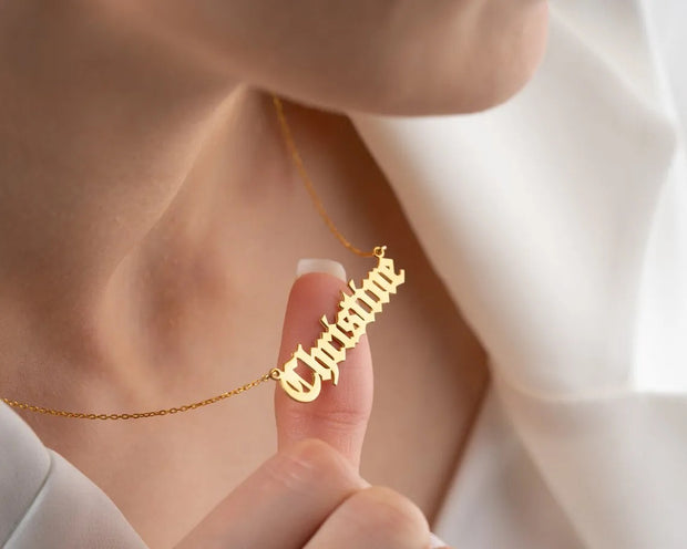 Personalized Name Necklace - Custom Cursive Letter Pendant, Stainless Steel