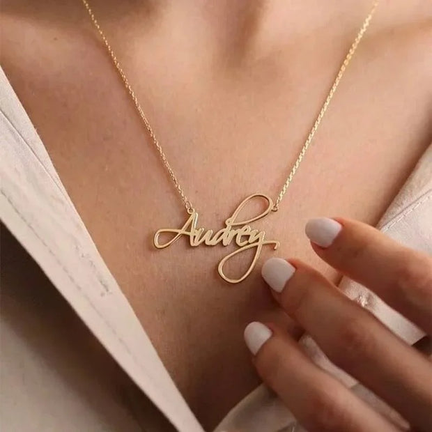 Personalized Cursive Name Necklace - Custom Stainless Steel Jewelry