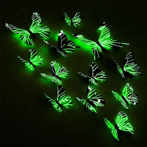 WALLA 3D Luminous Butterfly Wall Stickers (12Pcs)