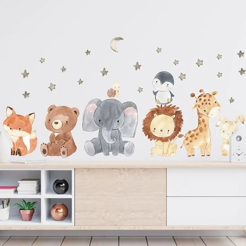 Cartoon Africa Animal Wall Stickers (2PC)