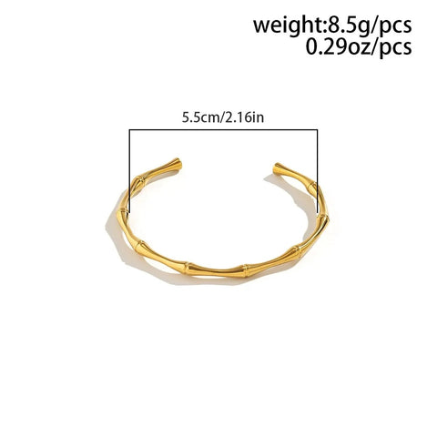 Punk Gold Bamboo Cuff Bracelet