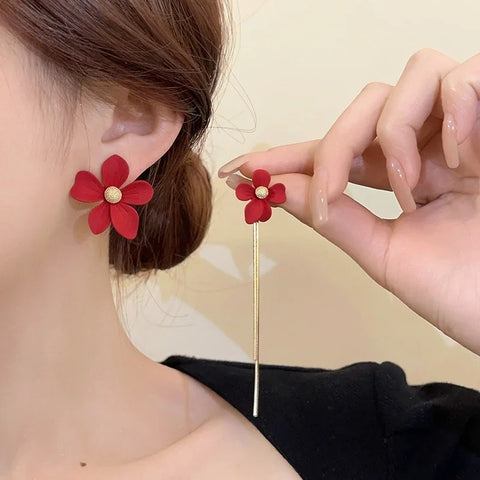 Red Flora Earrings