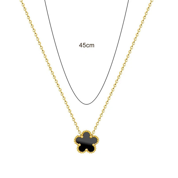 Luxurious 5-Petal Clover Necklace: Gold Plated Stainless Steel