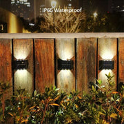6 LED Solar Wall Lights - Up & Down Lighting - Outdoor Garden Patio Decor