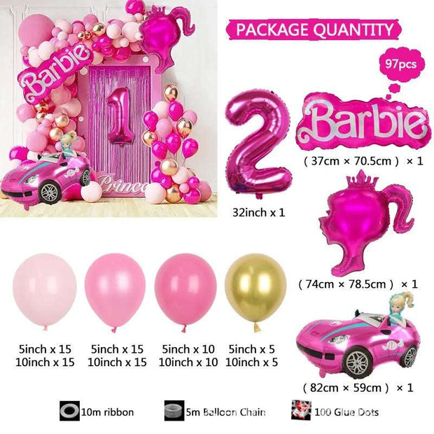Royal Barbie Themed Balloon Garland Arch Kit (97PCS)
