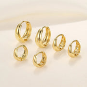 Trendy Stackable Hoop Set - 3 Pairs Gold Twist Cuff Earrings