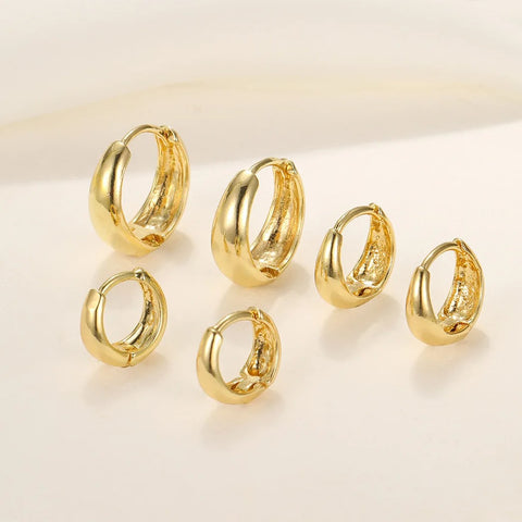 Trendy Stackable Hoop Set - 3 Pairs Gold Twist Cuff Earrings