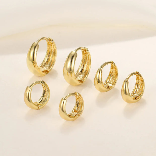 Trendy Stackable Hoop Set - 3 Pairs Gold Twist Cuff Earrings