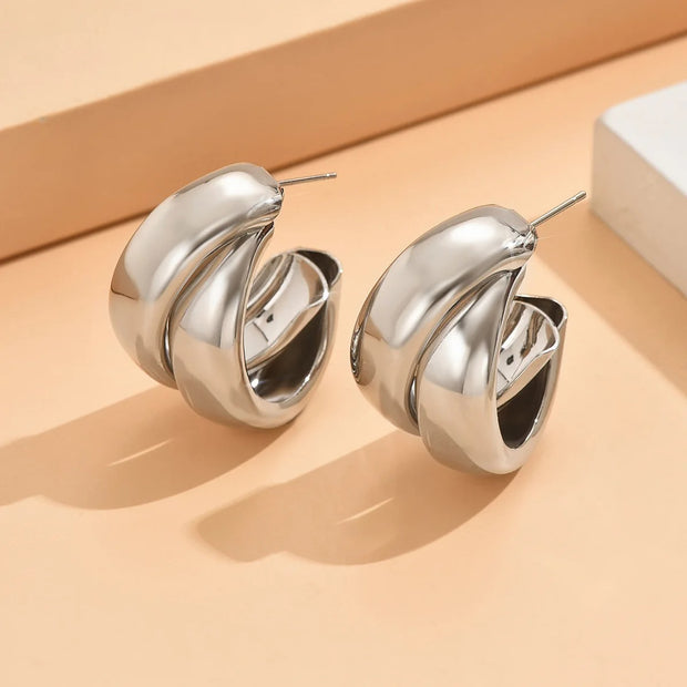 Chunky Gold Hoop Earrings - Statement Hoops for Women