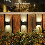 6 LED Solar Wall Lights - Up & Down Lighting - Outdoor Garden Patio Decor