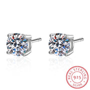 Luxe D Moissanite Studs: 0.5-1.2CT, 925 Silver