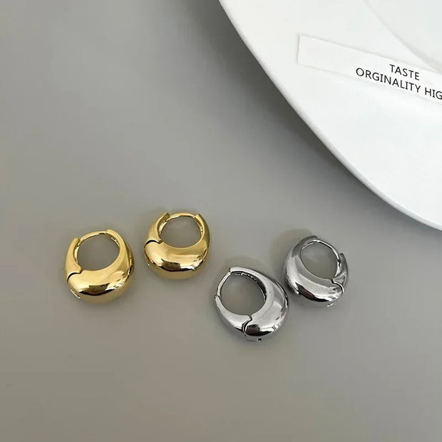 Smooth Metal Chunky Hoops - Premium Stainless Steel Earrings