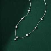 Zircon Four Leaf Flower Chain Necklace