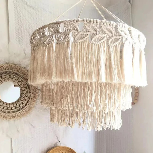 Boho Macrame Lamp Shade - Nordic Woven Tapestry