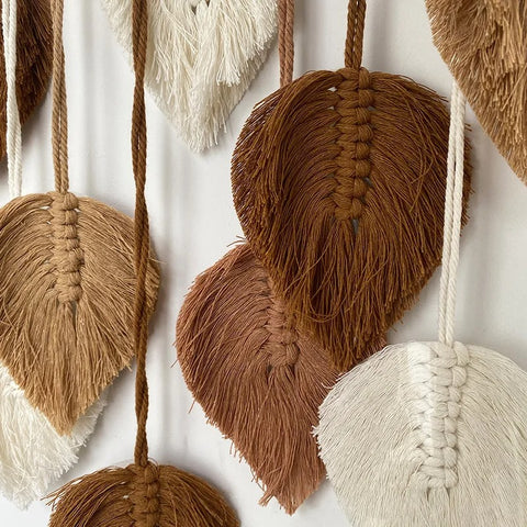 Handwoven Leaf Macrame Wall Hanging - Boho Home Decor