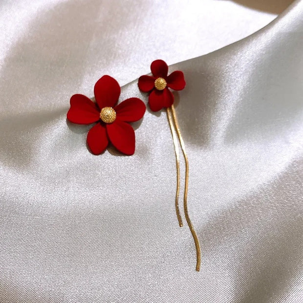 Red Flora Earrings