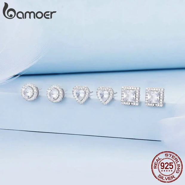 Platinum Plated Halo CZ Stud Earrings