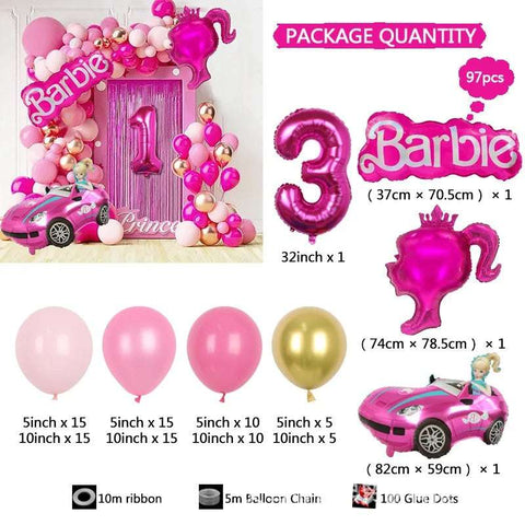Royal Barbie Themed Balloon Garland Arch Kit (97PCS)